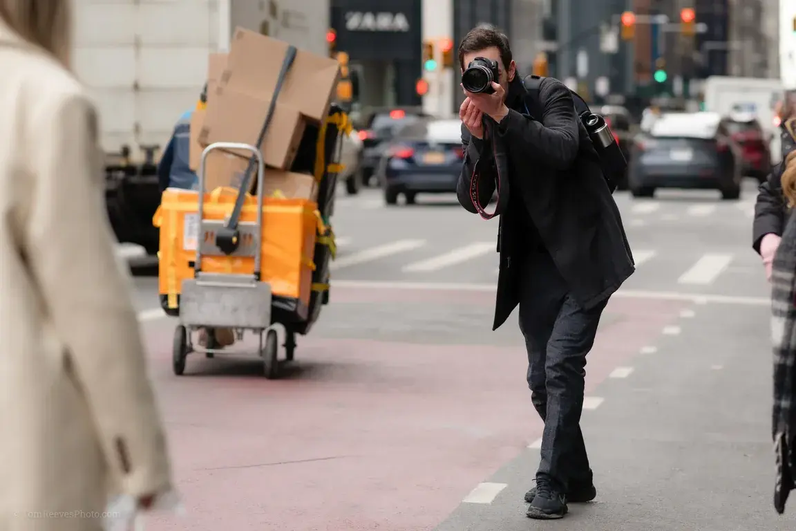 Street portrait session in progress